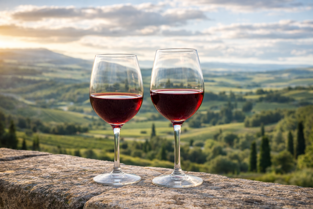 Brunello di Montalcino wine tasting with panoramic view over Val d’Orcia Tuscany